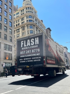 Moving truck on the streets of New York, movers from Boston to New York, Flash Moving 